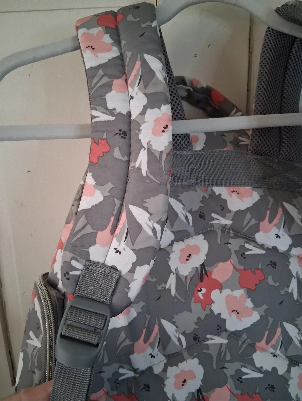 Bananafish Floral Gray, Pink, White Baby Diaper Bag Backpack with Changing Pad